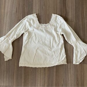 Elegant Cream Lace Trim Women's Top